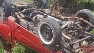 Mobil Agya Ringsek Usai Tabrakan KA Batara Kresna Wonogiri